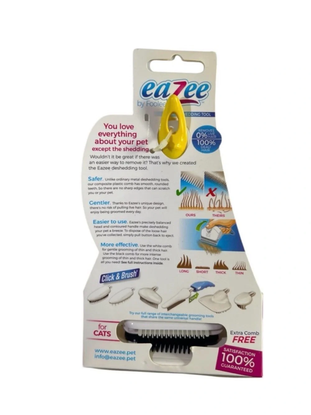 Eazee Cat DeShedding Yellow Brush By Foolee